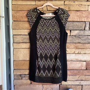 Estelle black colored chevron knit stretch sleeveless mini dress Large EUC